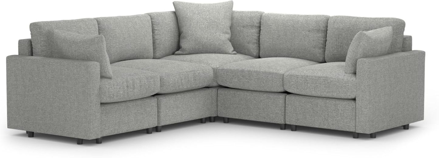 MODISOFA - Sofá Sala Esquinera Modular con Otomano | 6 Plazas | Beige | + Pillow Pack | Fácil de Ensamblar y Adaptable | Envío Gratis