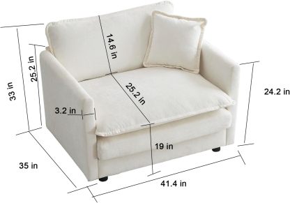 Neylory - Sofá de dos plazas con 2 almohadas para sala de estar, recámara, departamento, 2 plazas de felpilla para asiento profundo
