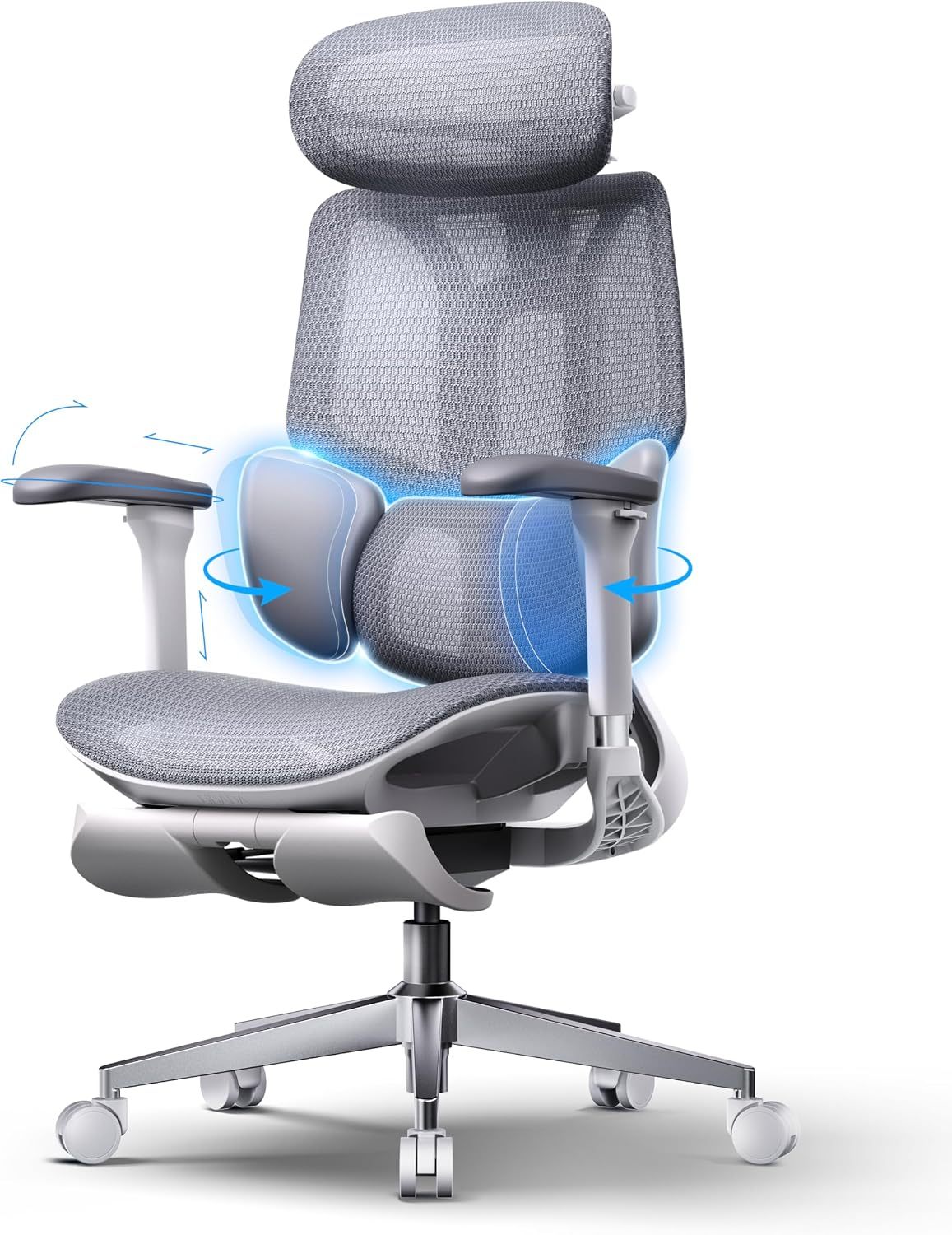 🪑Hbada E3 Air Silla de Oficina Ergonómica, Soporte Lumbar Dinámico de 3 Zonas, Reposacabezas Ajustable 3D, Reposabrazos 3D, Silla de Ordenador Giratoria