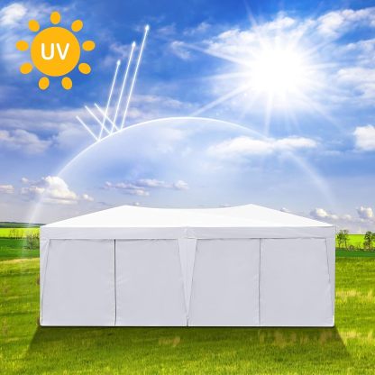 COBIZI - Toldo desplegable de 10 x 20 Pulgadas con 6 Paredes Laterales, toldo Impermeable para Eventos al Aire última intervensión, UPF 50+ cenador portátil para Fiestas, Playa, Camping, Boda,