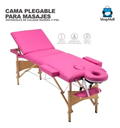Cama De Masaje Portátil Plegable Uso Rudo Profesional Spa Rosa