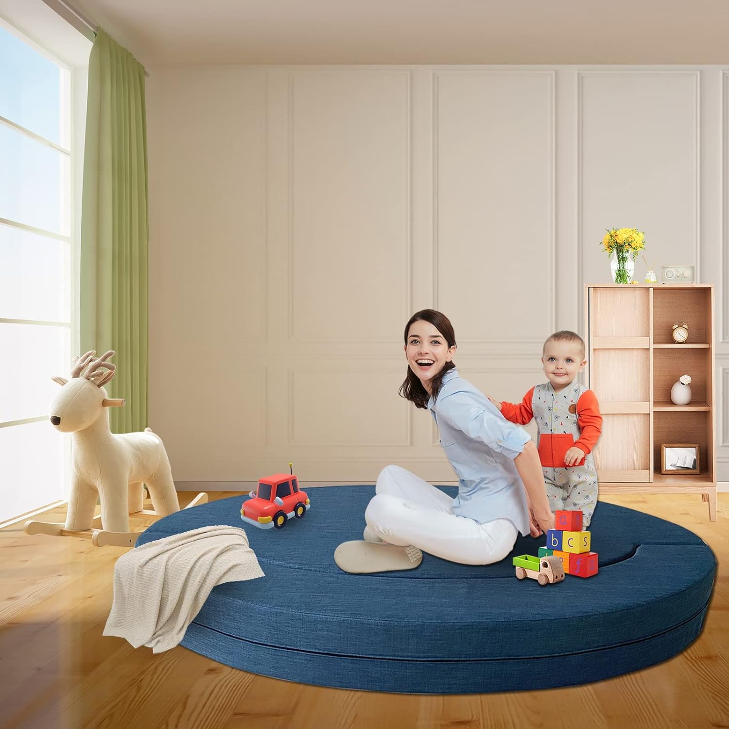 Silla reclinable Anoner, sofá cama plegable de 152 cm, diván con 2 cojines, funda lavable de espuma viscoelástica tamaño queen, color gris claro