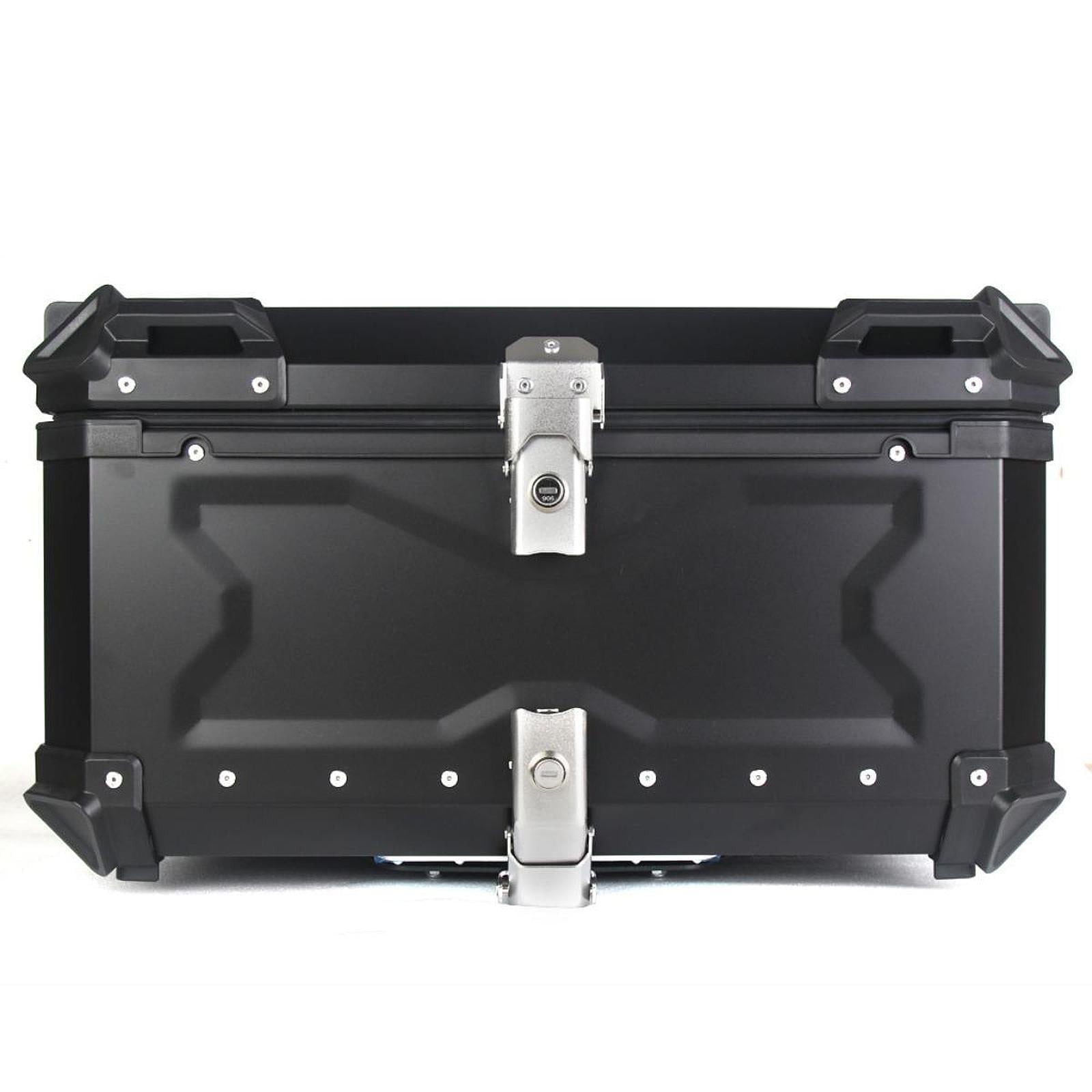 Baúl de motocicleta genérico, caja trasera, organizador de aluminio a prueba de golpes, caja para casco, baúl de almacenamiento de equipaje para 45L Plata