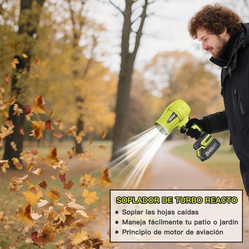 SEESE Soplador Turbo inalámbrico – Soplador de hojas con motor de cobre puro, secado de coche, nieve y limpieza del hogar y jardín