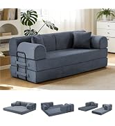 SAVENICA Sof&aacute; cama convertible de 79 pulgadas, sof&aacute; plegable 6 en 1 con marco reforzado, Cor...