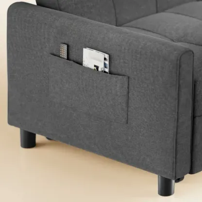 Sofá cama extraíble de 2 plazas, sofá cama convertible, sofá de 2 plazas de 58" con otomana independiente y respaldo ajustable, sofá cama 3 en 1, para sala de estar, apartamento pequeño, gris oscuro