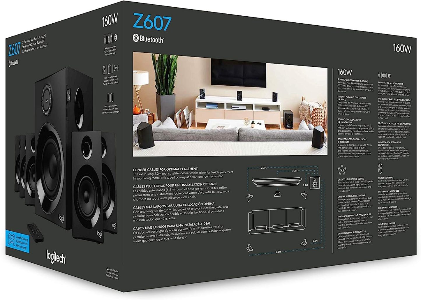 Logitech - Z607 - Sistema de audio 5.1 - Negro-----Cable de alimentación