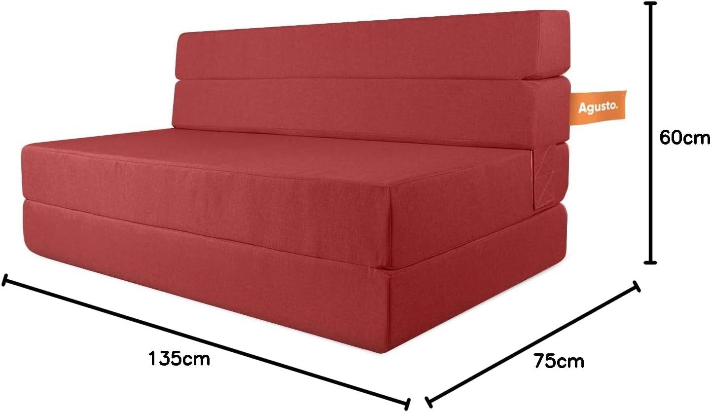 AGUSTO Sofá Cama Matrimonial Multifunción Colchon Plegable Futon Chaise Sillon Puff (Gris Oxford)