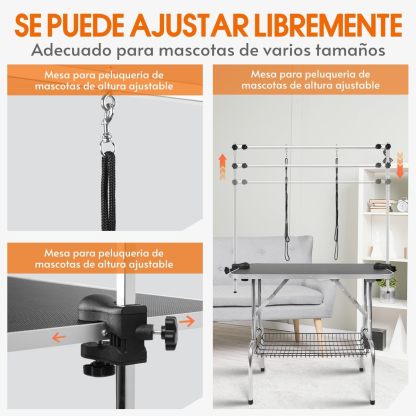 Mesa Estetica Canina, Mesa de Aseo Plegable para Mascotas en Casa, Mesa de Aseo para Perros de 36 Pulgadas, Mesa de Aseo Profesional para Mascotas