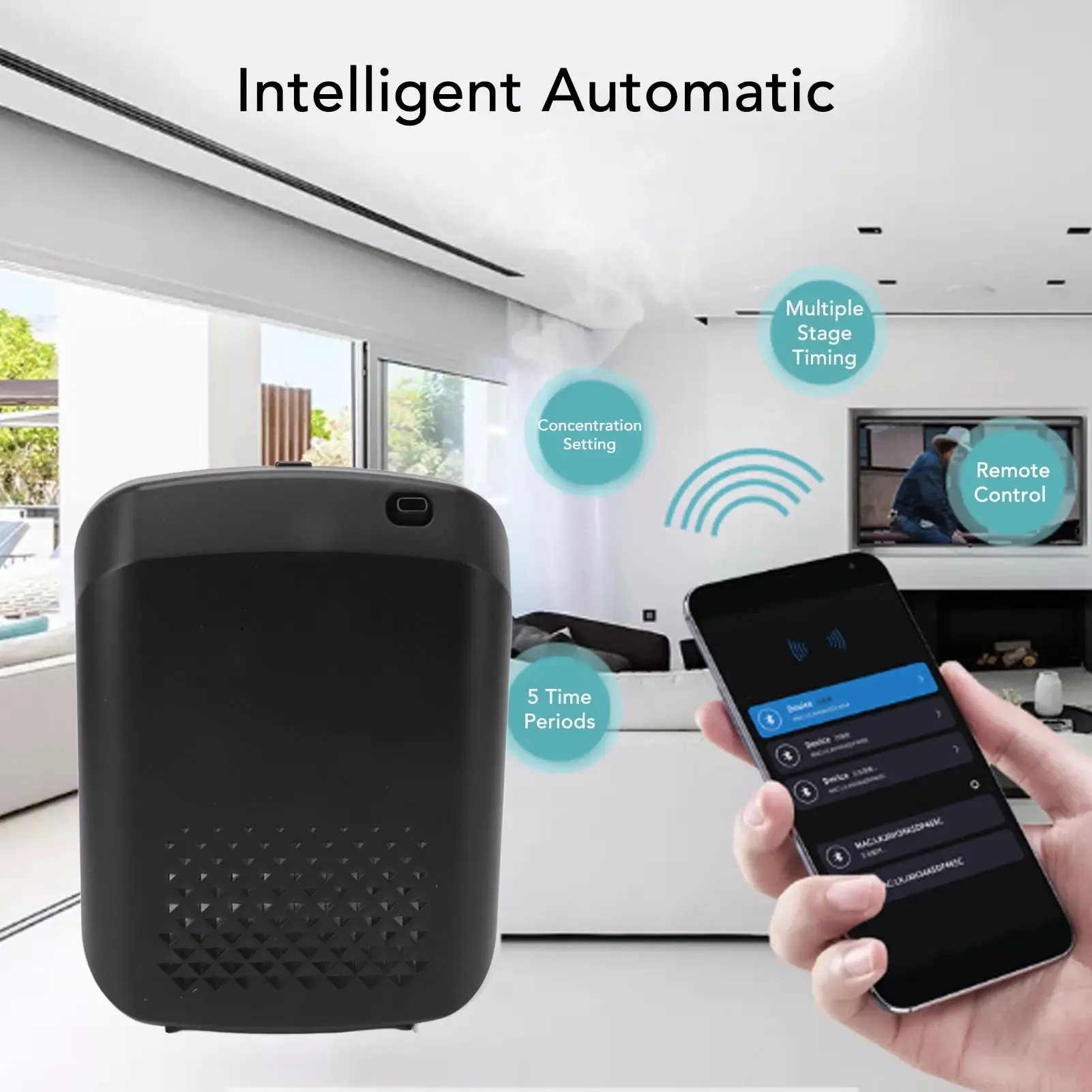 Difusor de Aceite Esencial Eléctrico de 400ml con Bluetooth para Hotel y Hogar con Control Remoto y Temporización Inteligente
