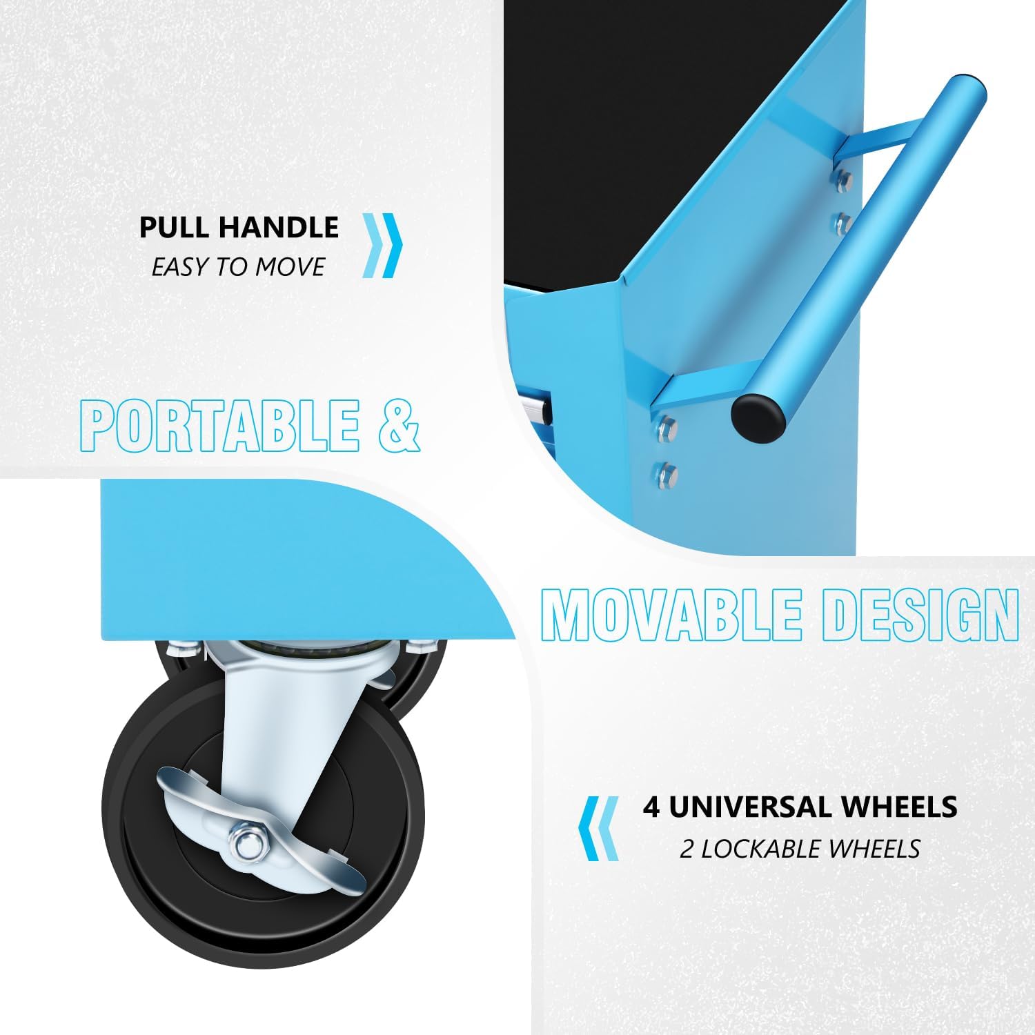 DNA MOTORING - Gabinete de Herramientas con Ruedas de plástico con Sistema de Bloqueo con Llave, Azul, TOOLS-00486