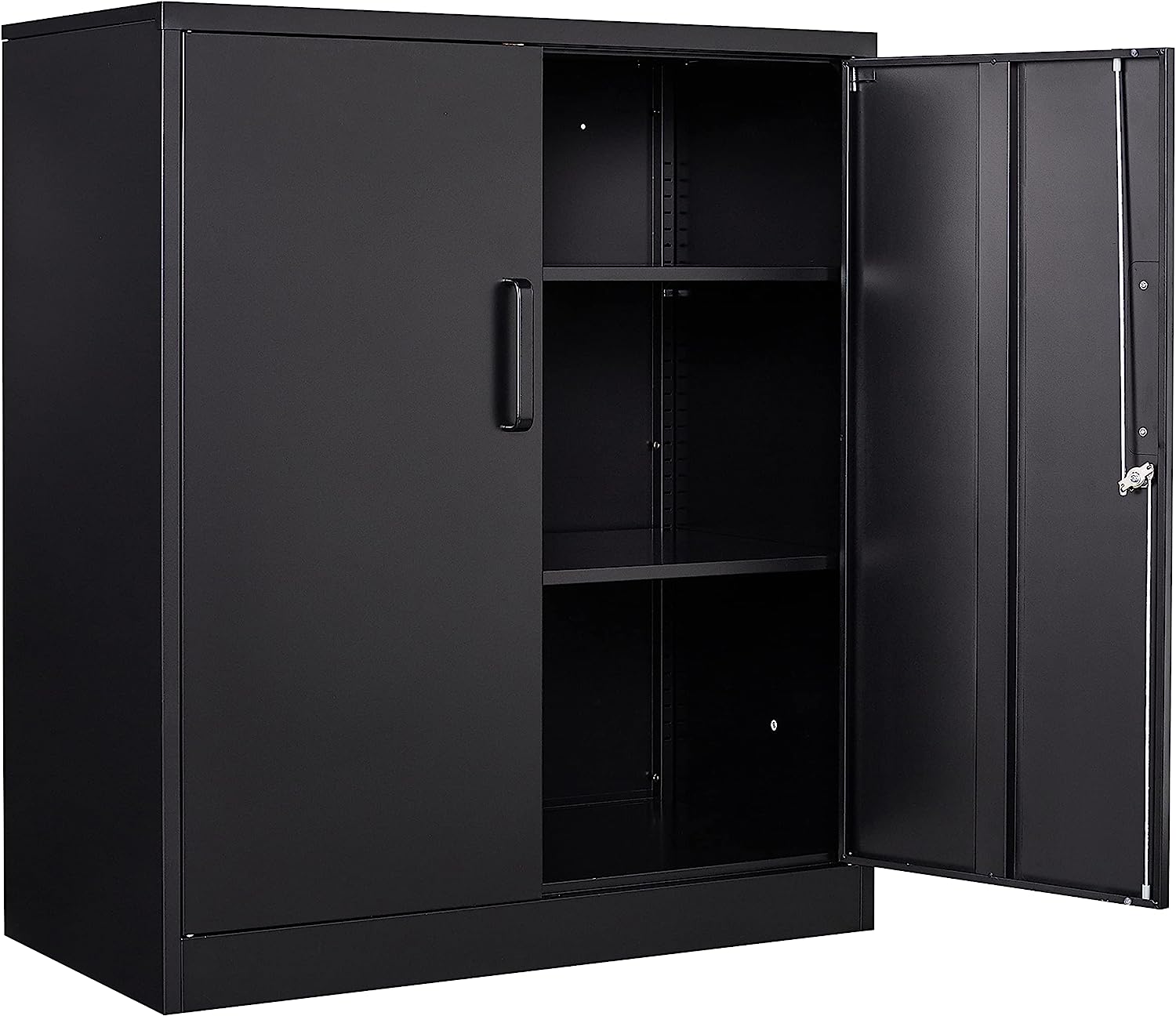 Yizosh - Gabinete de almacenamiento de metal con 2 puertas y 5 estantes ajustables, archivador de acero de 71 pulgadas, gabinetes de herramientas de bloqueo para oficina, hogar, cochera, gimnasio,