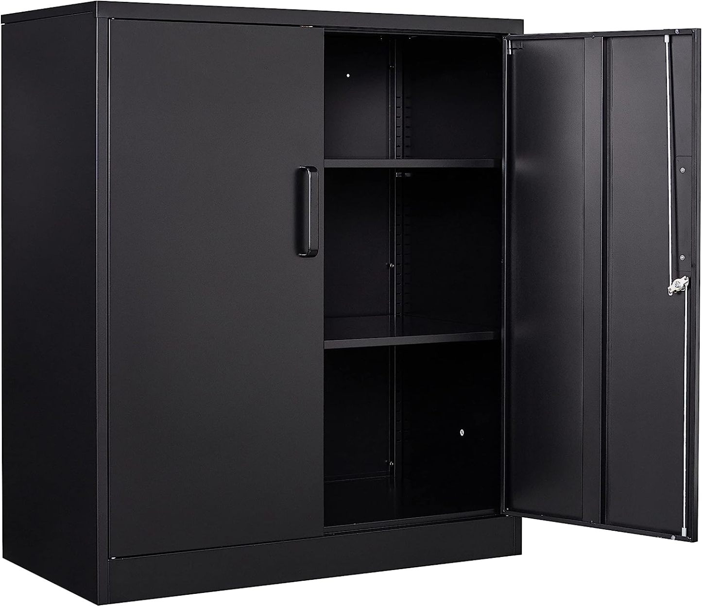 Yizosh - Gabinete de almacenamiento de metal con 2 puertas y 5 estantes ajustables, archivador de acero de 71 pulgadas, gabinetes de herramientas de bloqueo para oficina, hogar, cochera, gimnasio,