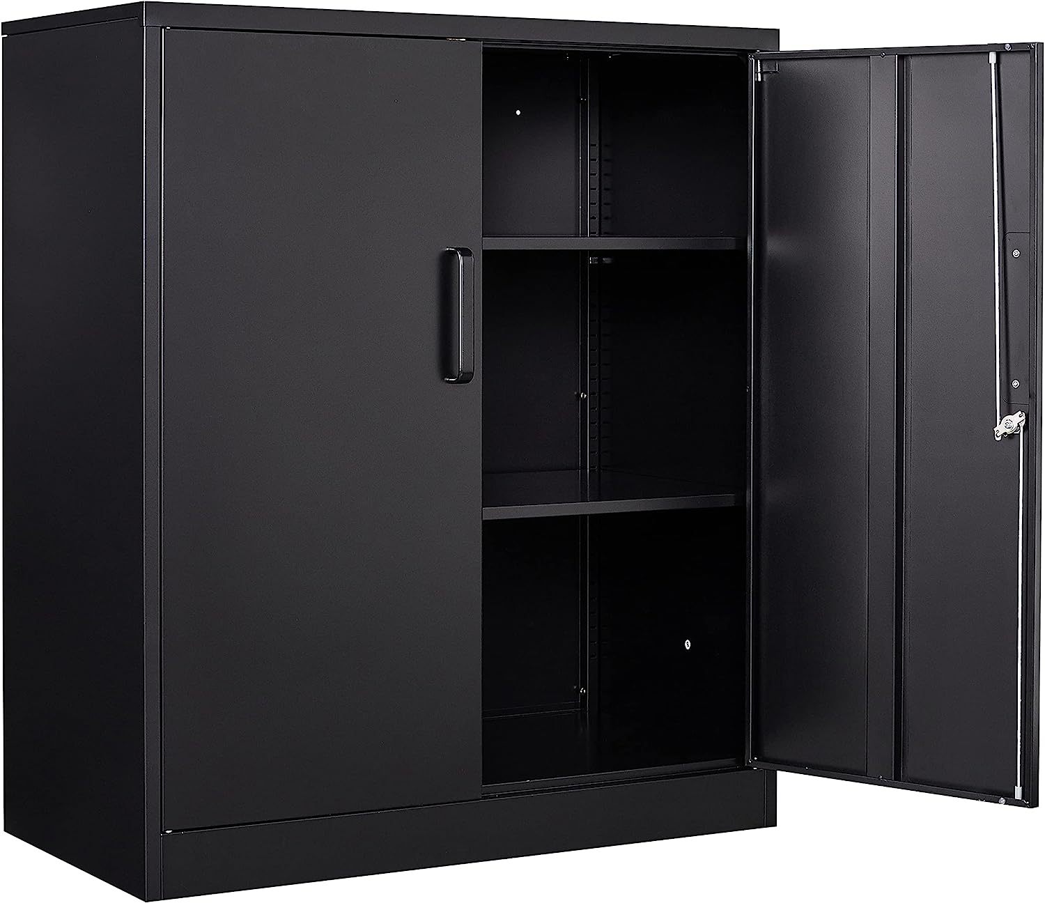 Yizosh - Gabinete de almacenamiento de metal con 2 puertas y 5 estantes ajustables, archivador de acero de 71 pulgadas, gabinetes de herramientas de bloqueo para oficina, hogar, cochera, gimnasio,