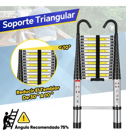 Escalera Telescópica Retráctil Aluminio Plegable 6.2 Metros