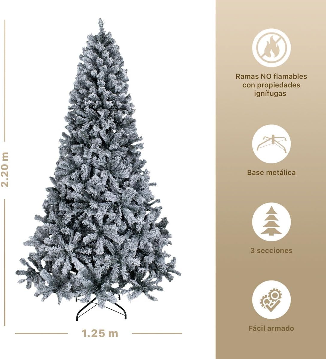 ESQUIMAL Árbol de Navidad Frondoso con Ramas Escarchadas, Pino Navideño (Rosa Nevado, 2.2 m)