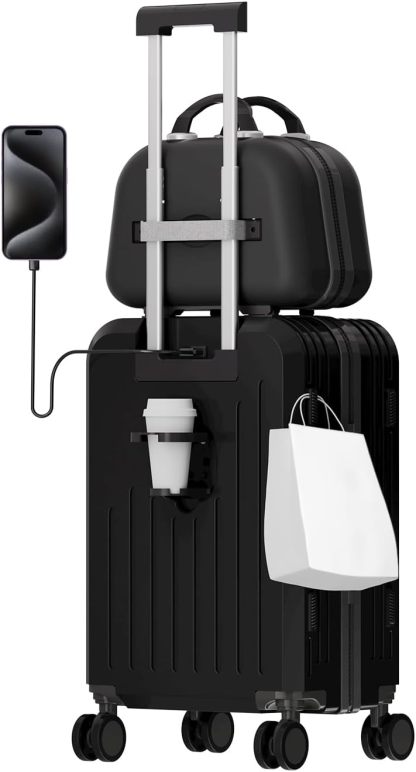 HOGESA Juego de Maletas de Viaje, Maletas de Viaje Carry On 21”, Maleta de Mano Pequeña con Ruedas Silenciosas de 360 Grados, Equipaje de Mano para Avion con Candado de Seguridad - 2 Piezas (Blanco)