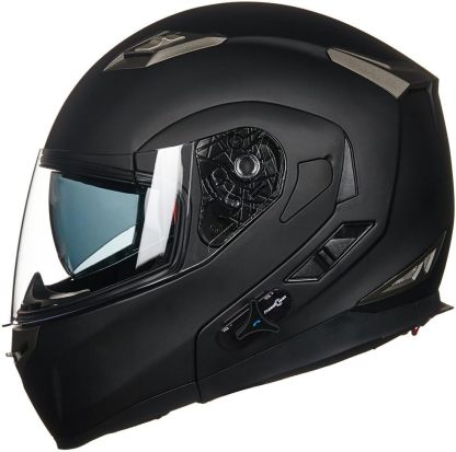 ILM - Casco de Motocicleta Modular Integrado con Bluetooth, con protección Solar para Mp3, Modelo 953/953 Pro