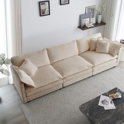 Neylory - Sofá de dos plazas con 2 almohadas para sala de estar, recámara, departamento, 2 plazas de felpilla para asiento profundo