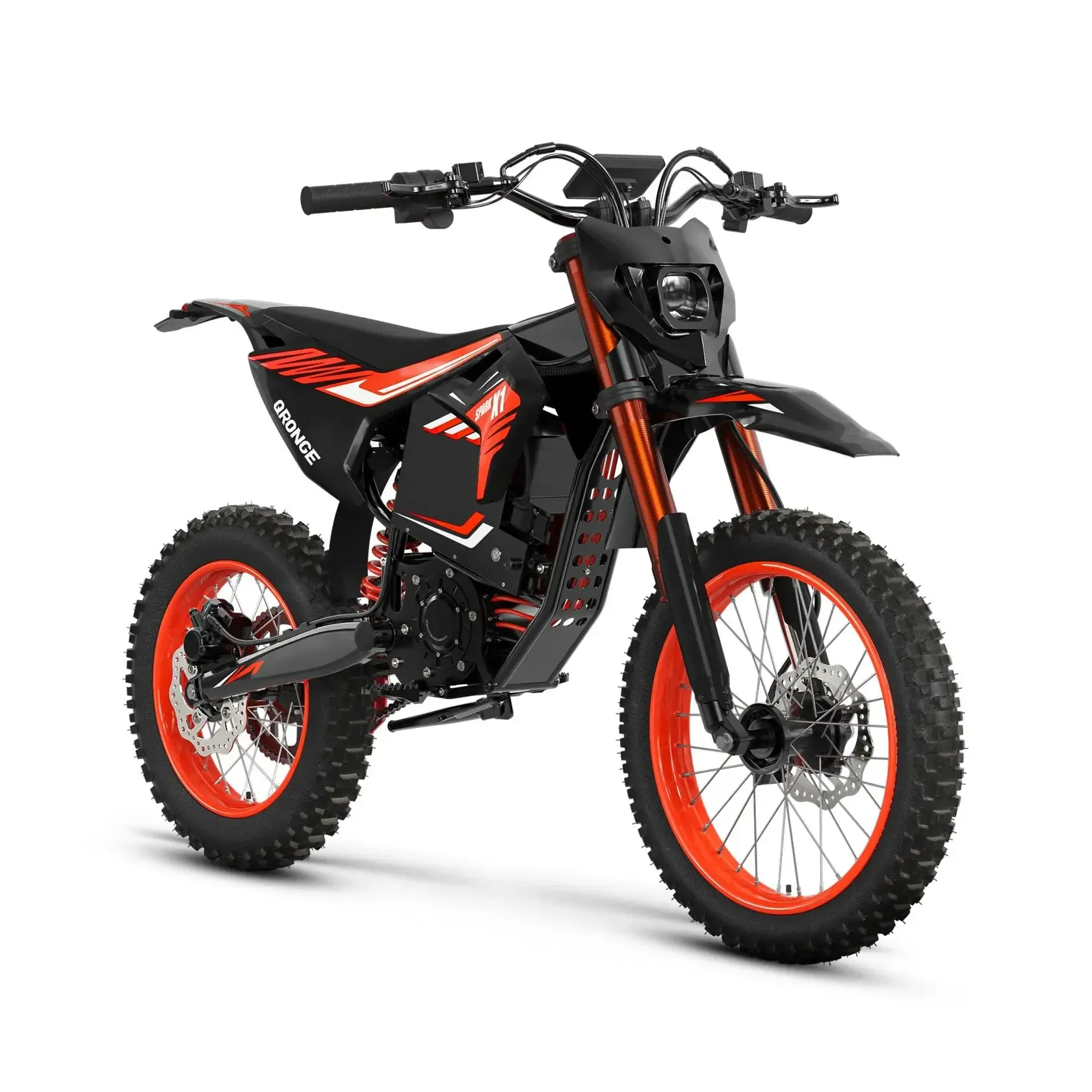 🔥QRONGE X1 Spark eBike - Unisex All-Terrain Mountain Bike with All-Terrain Tires, 4500W Mid-Drive Motor, 60V 28.8Ah Battery, 60 Mi Range, 50MPH Speed, Suspension, for Adults & Teens, Bicicleta Electrica bicicleta electrica