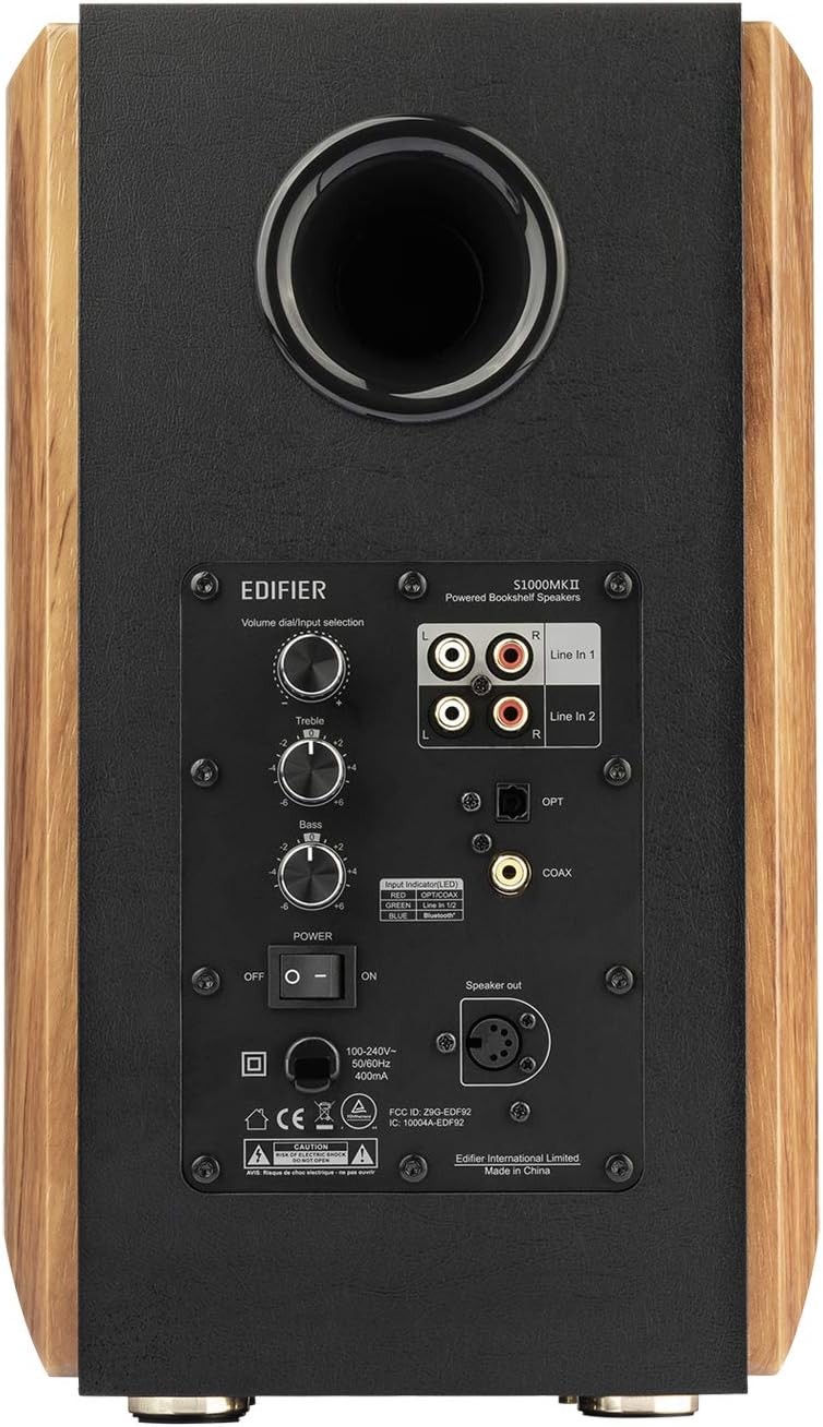 Edifier S1000MKII Active 2.0 Altavoz de estantería para audiófilos Altavoz Bluetooth 5.0 de 120 vatios con entrada óptica aptX HD Altavoz con monitores de campo cercano y amplificador clase D -----Cable de alimentación