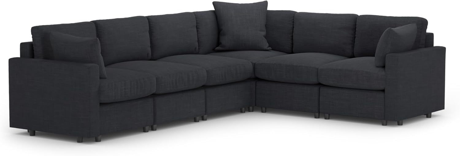 MODISOFA - Sofá Sala Esquinera Modular con Otomano | 6 Plazas | Beige | + Pillow Pack | Fácil de Ensamblar y Adaptable | Envío Gratis