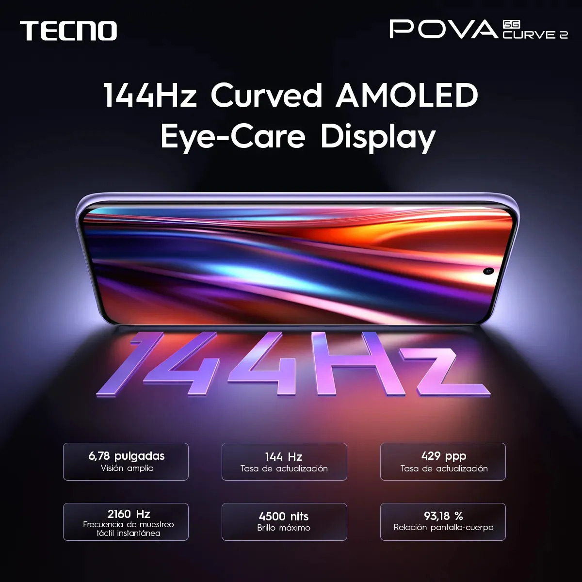 📱Celular 5G, 8GB+8GB RAM +256GB, Batería 8000mAh, Carga 45W, Pantalla Curva AMOLED 1.5K 144Hz, NFC, Cámara 50MP, Diseño Nave Espacial