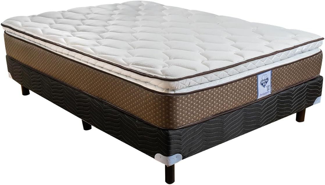 Spring Air Pack Colchón Commander Matrimonial con Box | 2 Almohadas | Cubre Colchón y 1 Juego de Sabanas | Colchon con Colchoneta Pillow | Confort Firme y Soporte Ortopédico | 5 años De Garantía