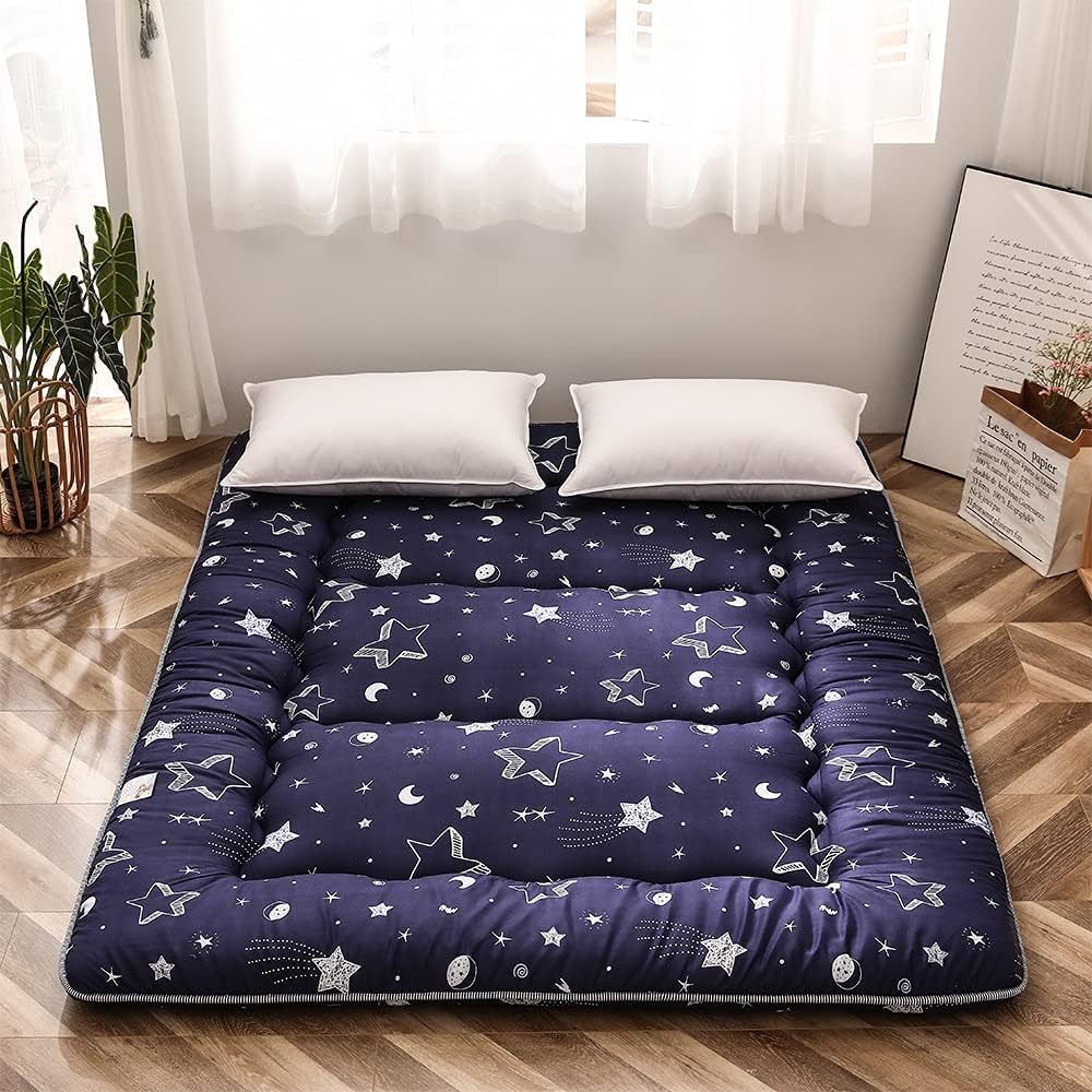 MAXYOYO - Puf plegable para sofá, cama, colchón de piso para adultos, extra grueso, 6 pliegues, sofá para recámara, sala de estar, beige, 135 x 240 cm