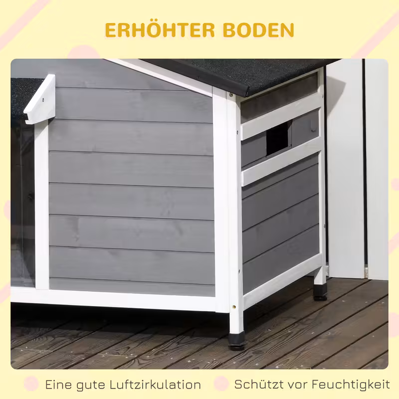 casa para perros de madera  , resistente a  , techo de  ,   extraíble, 109 cm x 79 cm x 72 cm,   +   Detalles del producto 7