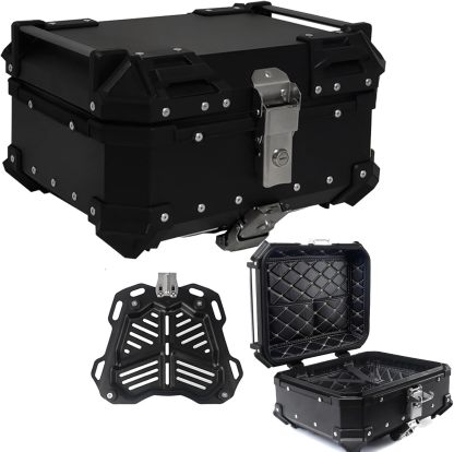 LWCHUANG - Caja superior para motocicleta, caja trasera de aleación de aluminio de 28 L, caja superior impermeable para motocicleta con bloqueo de seguridad y herramientas de instalación, adecuada