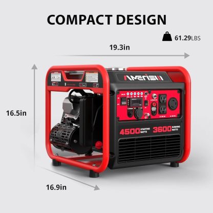 AMERISUN Generador portátil de 4500 W con tecnología inversor, generador de gas para uso doméstico, CO Protect (AL5040C)