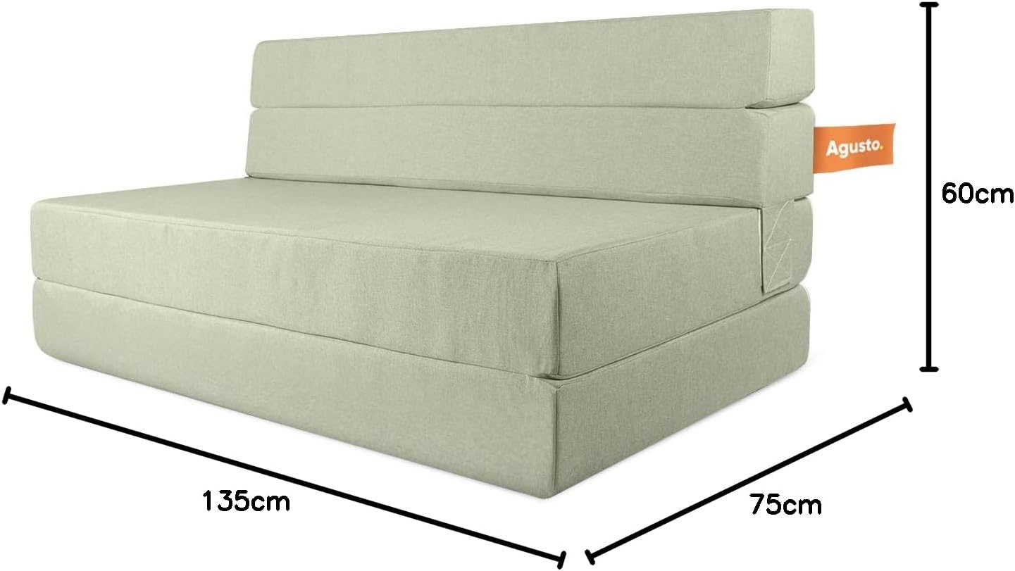 AGUSTO Sofá Cama Matrimonial Multifunción Colchon Plegable Futon Chaise Sillon Puff (Gris Oxford)
