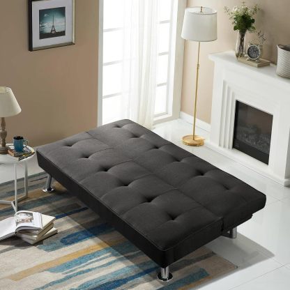 Yaheetech - Sofá Cama Convertible Moderno con 2 Puertos de Carga USB Integrados de Tela, Patas de Metal, 3 ángulos Ajustables para una Vida compacta, Departamento, recámara, habitación Extra Gris