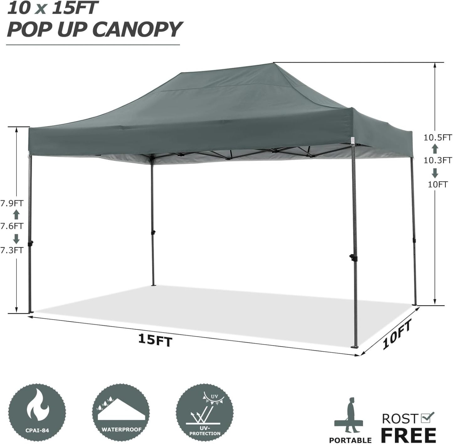 COBIZI - Toldo desplegable de 10 x 20 Pulgadas con 6 Paredes Laterales, toldo Impermeable para Eventos al Aire última intervensión, UPF 50+ cenador portátil para Fiestas, Playa, Camping, Boda,