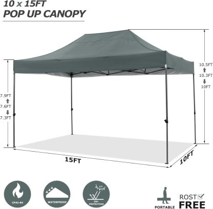 COBIZI - Toldo desplegable de 10 x 20 Pulgadas con 6 Paredes Laterales, toldo Impermeable para Eventos al Aire última intervensión, UPF 50+ cenador portátil para Fiestas, Playa, Camping, Boda,