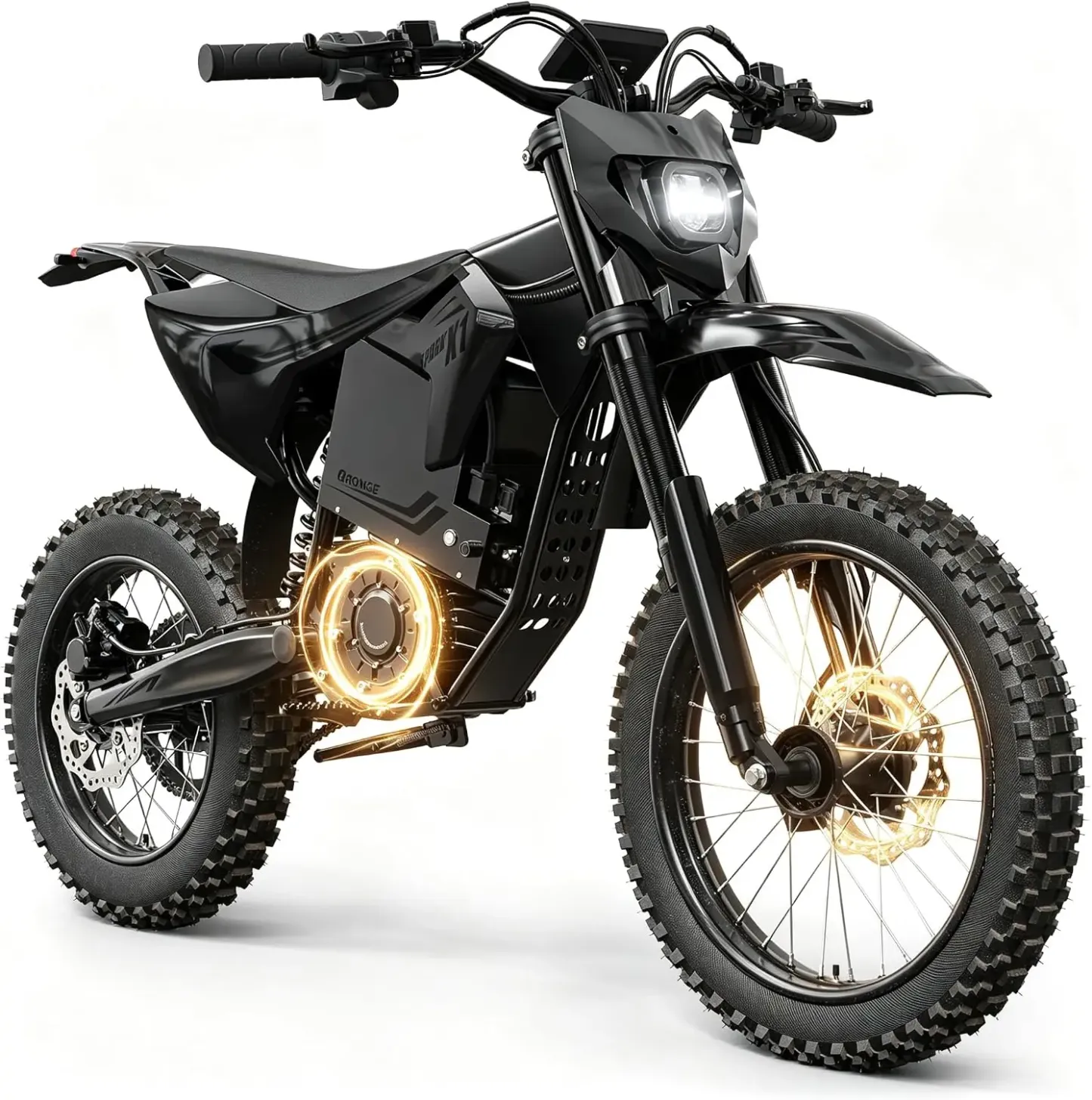 🔥QRONGE X1 Spark eBike - Unisex All-Terrain Mountain Bike with All-Terrain Tires, 4500W Mid-Drive Motor, 60V 28.8Ah Battery, 60 Mi Range, 50MPH Speed, Suspension, for Adults & Teens, Bicicleta Electrica bicicleta electrica