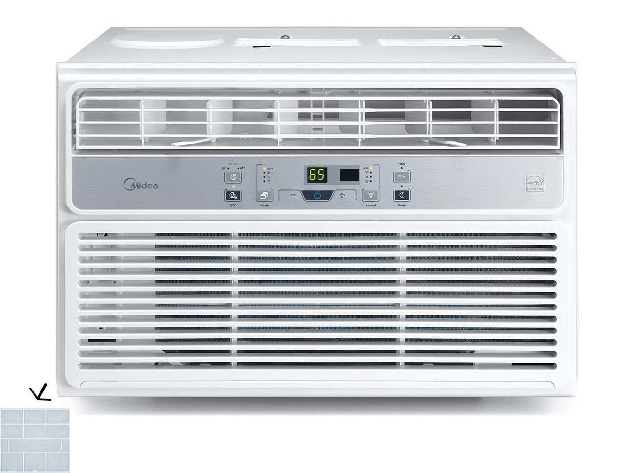 Midea 8.000-1200 BTU EasyCool aire acondicionado para ventana, deshumidificador y ventilador, enfriar, circular y deshumidificar hasta 350 metros cuadrados Ft, filtro reutilizable, control remoto-filtro de aire acondicionado