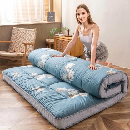 MAXYOYO - Puf plegable para sofá, cama, colchón de piso para adultos, extra grueso, 6 pliegues, sofá para recámara, sala de estar, beige, 135 x 240 cm
