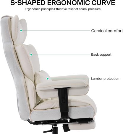Gzagdecr - Silla de oficina grande y alta de 400 libras, silla de juego de piel sintético con respaldo alto, silla reclinable, silla de oficina ergonómica ejecutiva, soporte lumbar, silla de