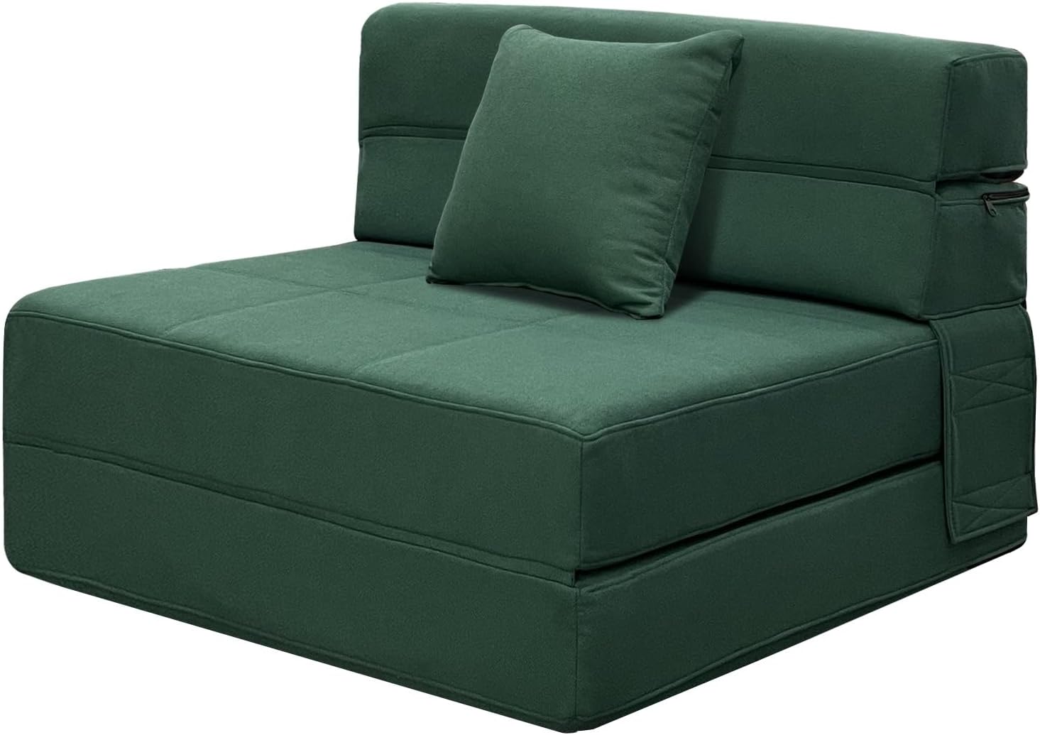 Silla reclinable Anoner, sofá cama plegable de 152 cm, diván con 2 cojines, funda lavable de espuma viscoelástica tamaño queen, color gris claro