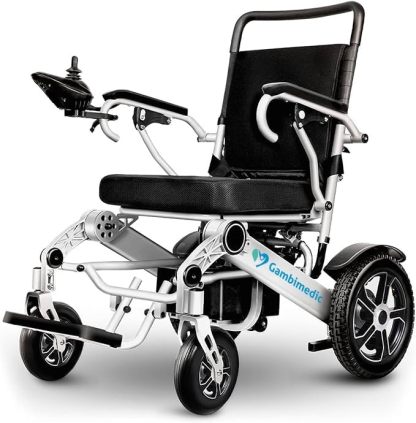 GAMBIMEDIC Silla De Ruedas Electrica Plegable Aluminio Todoterreno Ligera Portatil Facil Transporte Para Viaje Cuenta Con 4 Amortiguadores Facil Almacenaje Silla Motorizada Portatil
