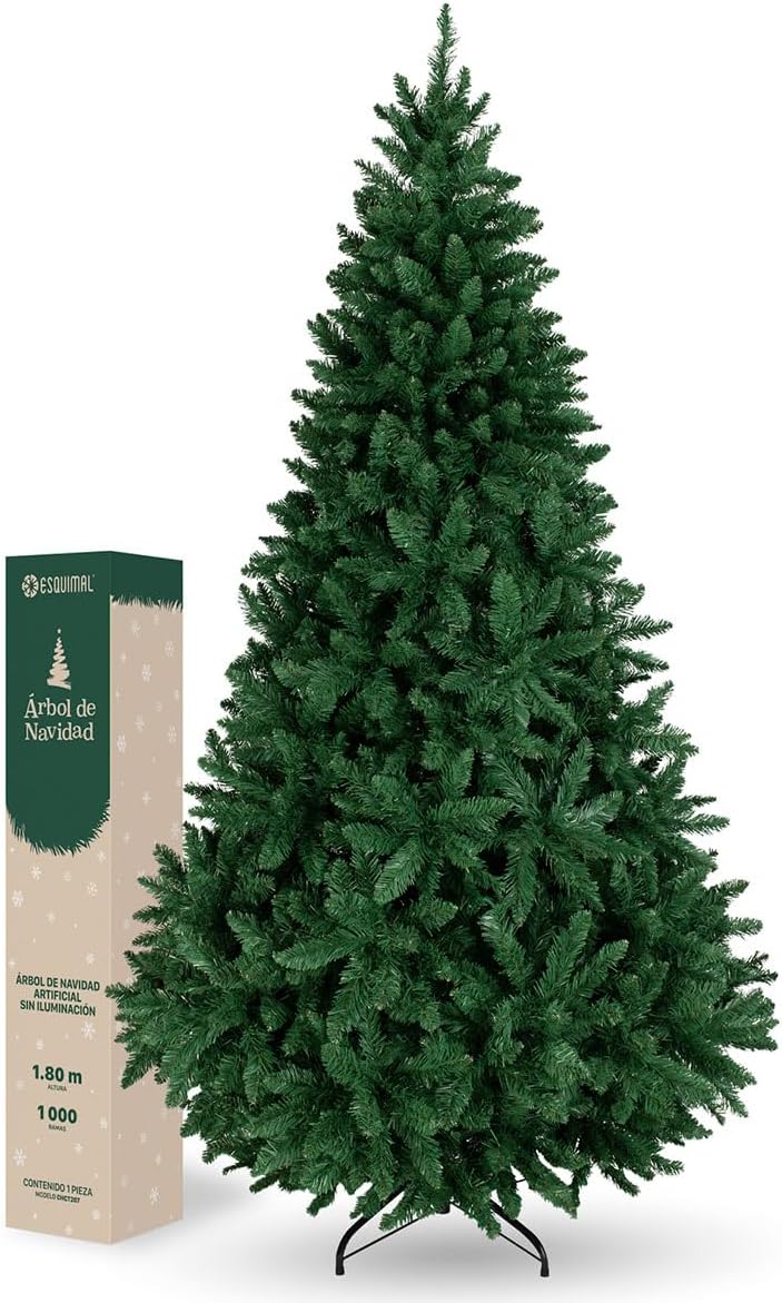 ESQUIMAL Árbol de Navidad Frondoso Pino Navideño Plegable, Cedro del Himalaya (Verde, 2.2 m)