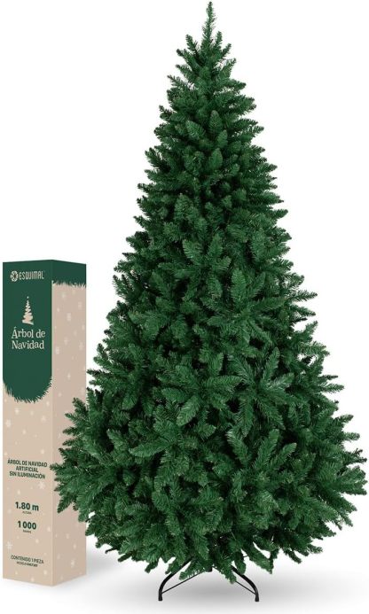ESQUIMAL Árbol de Navidad Frondoso Pino Navideño Plegable, Cedro del Himalaya (Verde, 2.2 m)