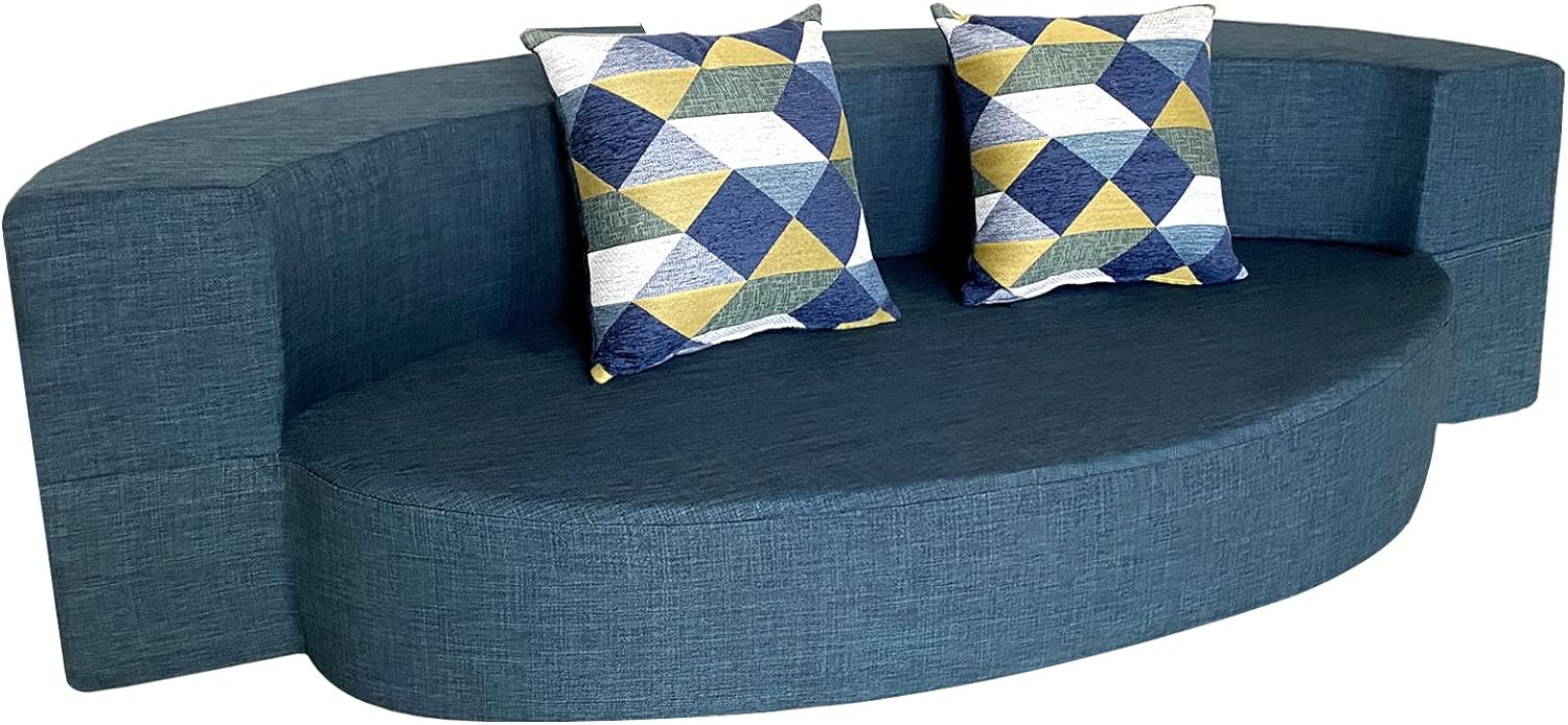 Silla reclinable Anoner, sofá cama plegable de 152 cm, diván con 2 cojines, funda lavable de espuma viscoelástica tamaño queen, color gris claro