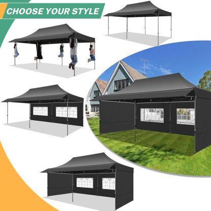 COBIZI - Toldo desplegable de 10 x 20 Pulgadas con 6 Paredes Laterales, toldo Impermeable para Eventos al Aire última intervensión, UPF 50+ cenador portátil para Fiestas, Playa, Camping, Boda,