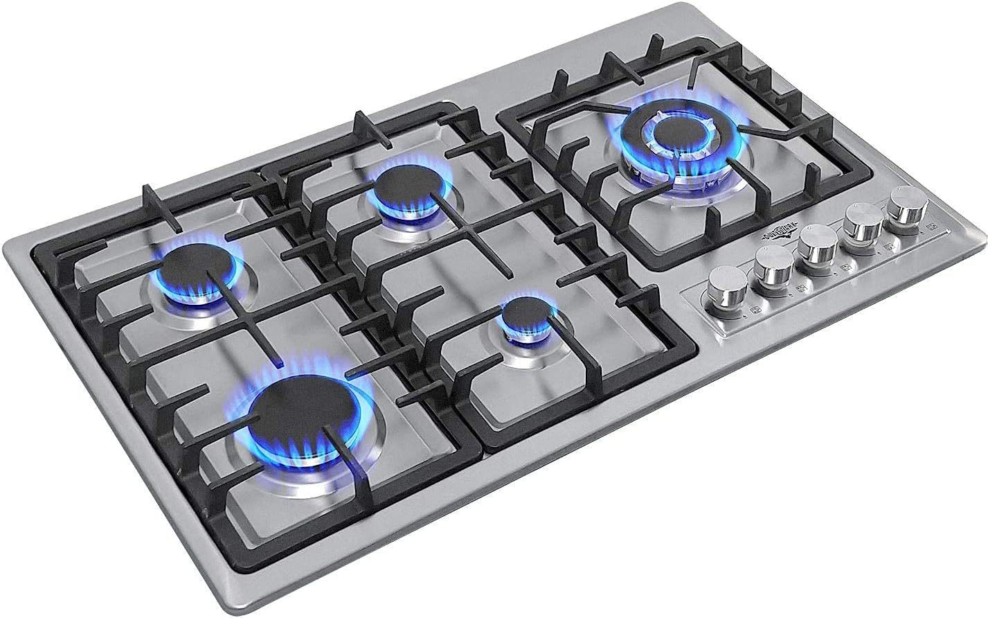 Gutstark Estufa Parrilla Acero Inoxidable A Gas 5 Quemadores Empotrable Hogar Cocina Gas Lp Gas Natural