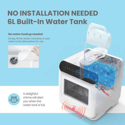 Mini lavavajillas | Lavavajillas de mesa compacto con 3 cubiertos, 7 programas, control táctil, pantalla LED, inicio diferido y función de lavado en horas valle