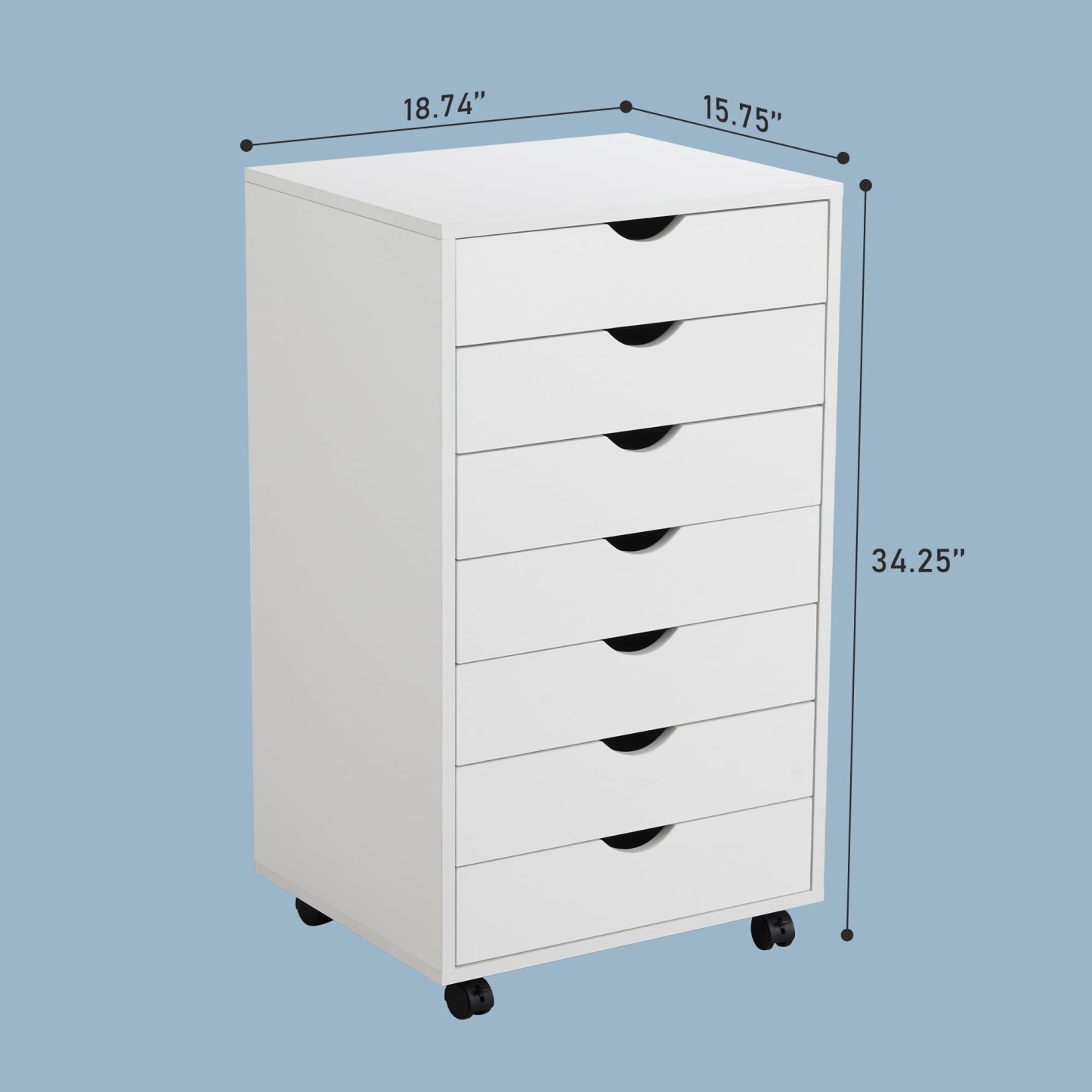Cómoda EDX de 7 cajones: amplio armario de madera para organizar el dormitorio, el hogar y la oficina, color blanco