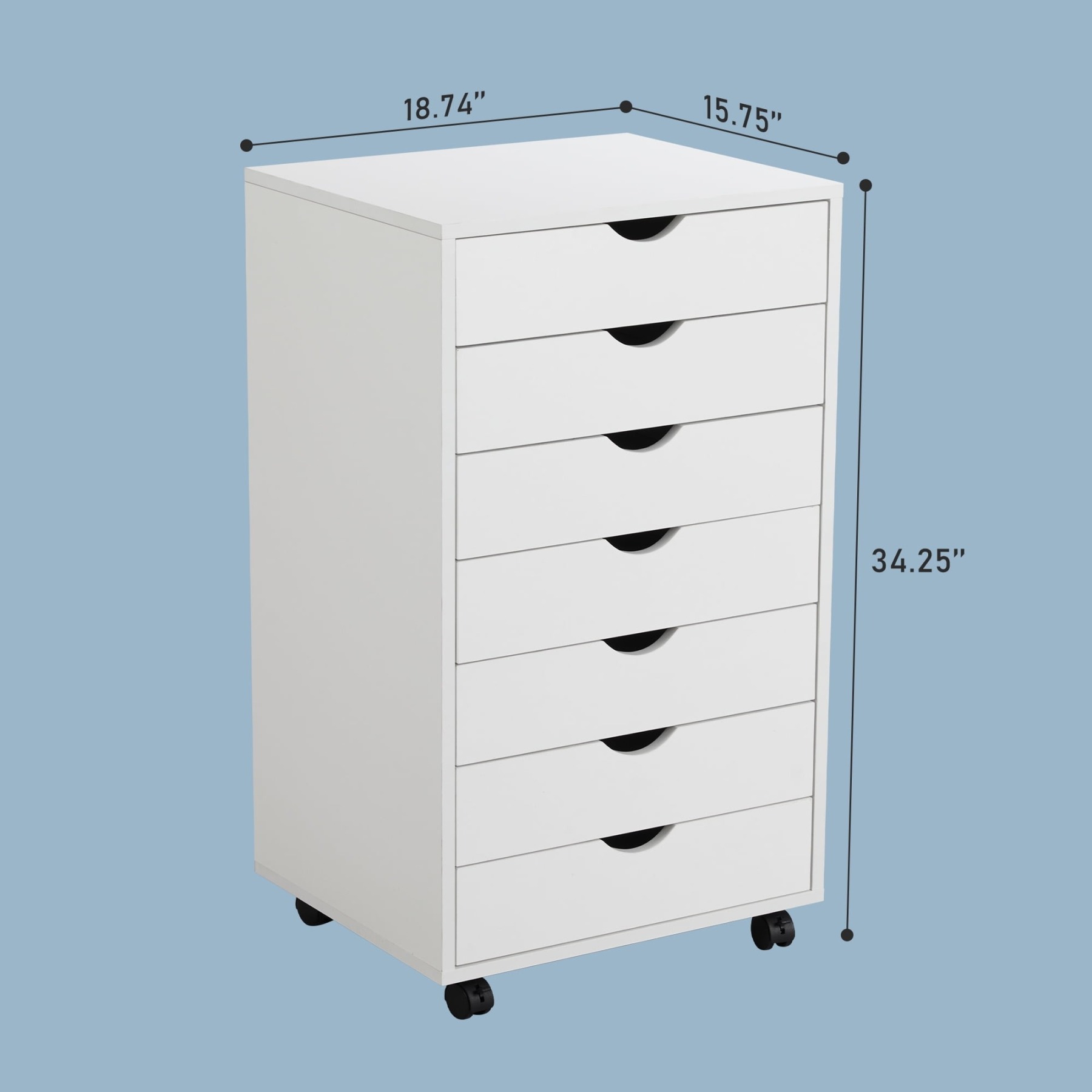 Cómoda EDX de 7 cajones: amplio armario de madera para organizar el dormitorio, el hogar y la oficina, color blanco